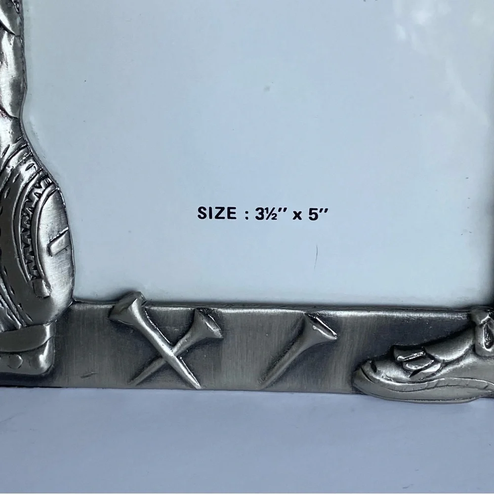 Golf Picture Frame Polished Pewter Sienna 3.5” X 5” Photo Balls Bag Clubs shoes